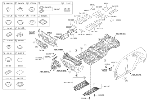 2013 Kia Sorento Pad-Console Floor Diagram for 842551U005
