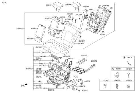 2013 Kia Sorento Cushion Assembly-2ND Seat Diagram for 891001U720LAW