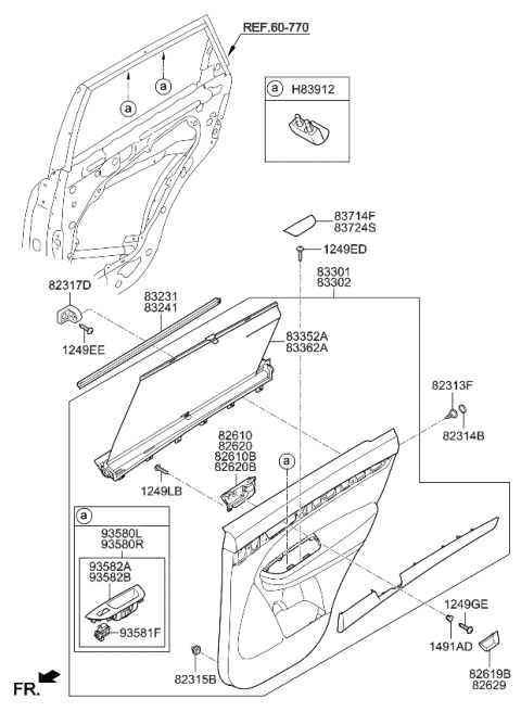 2014 Kia Sorento Panel Complete-Rear Door Trim Diagram for 833021U950BEJ