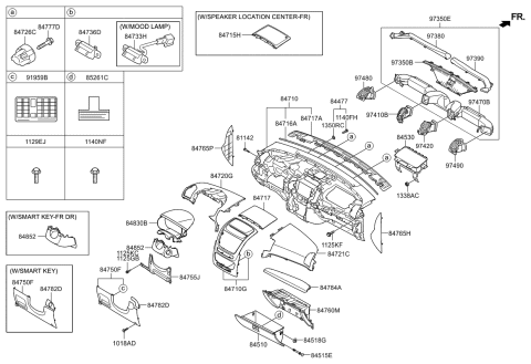 2013 Kia Sorento Panel Assembly-Crash Pad Diagram for 847501U105H9
