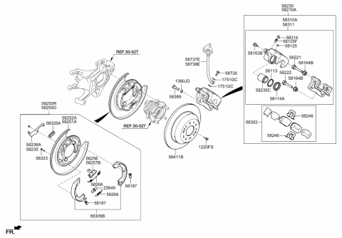 2013 Kia Sorento Rear Wheel Brake Assembly, Left Diagram for 582102W000