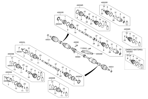 2014 Kia Sorento Joint Assembly-Cv RH Diagram for 495012W600