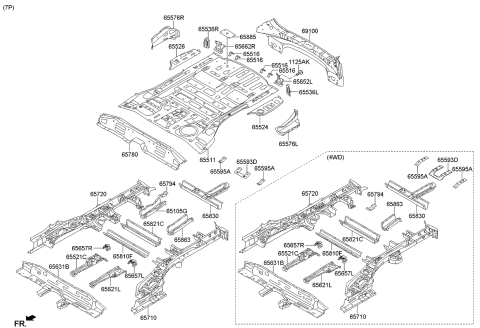 2014 Kia Sorento Crossmember Assembly-Rear Diagram for 658302W000