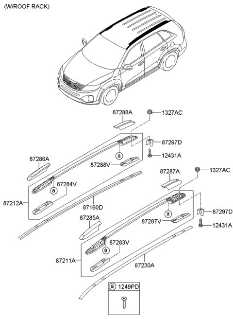 2014 Kia Sorento Cover-Roof Rack Rear L Diagram for 872612P000