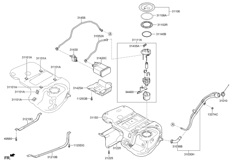 2014 Kia Sorento Canister Assembly Diagram for 314204Z000