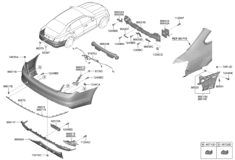 2020 Kia K900 Bracket Assembly-Rr Bump Diagram for 86614J6000