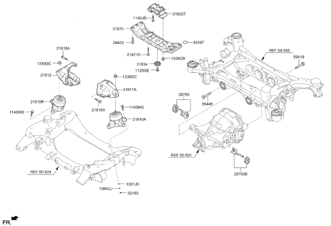 2020 Kia K900 Engine Mounting Bracket Assembly, Right Diagram for 21850B1620