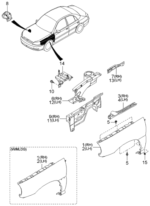 2001 Kia Rio Carrier Assembly-Battery Diagram for 0K30A54260