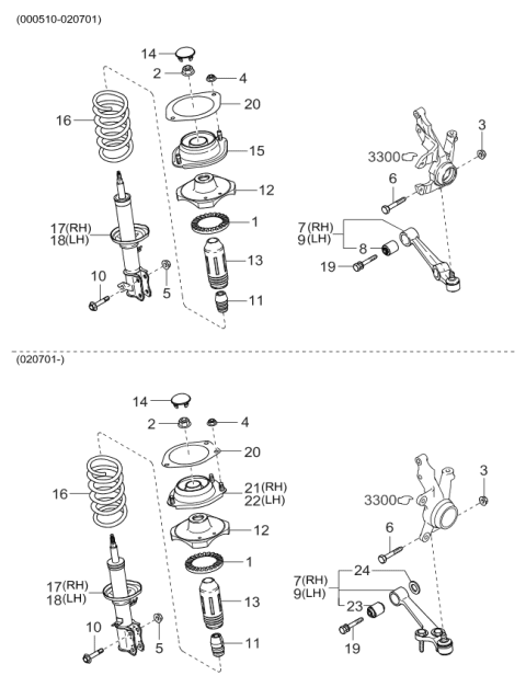 2005 Kia Rio Front Shock Absorber Assembly, Left Diagram for 54650FD050