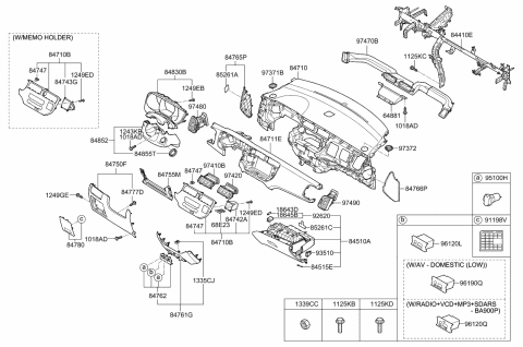 2012 Kia Rio Cover Assembly-Crash Pad Side Diagram for 847651W060HU