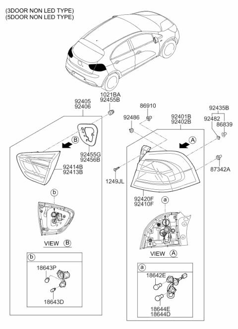 2014 Kia Rio Pad-Rear Combination Lamp Inside Diagram for 924541W200