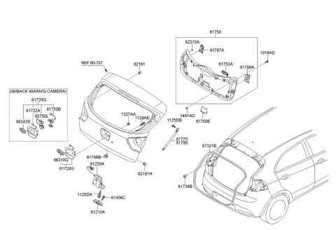 2015 Kia Rio Lifter Assembly-Tail Gate Diagram for 817701W200