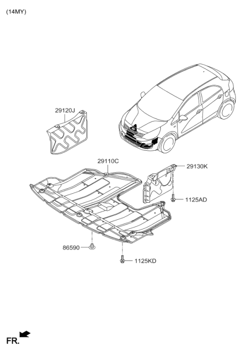 2013 Kia Rio Panel-Side Cover,LH Diagram for 291301W500