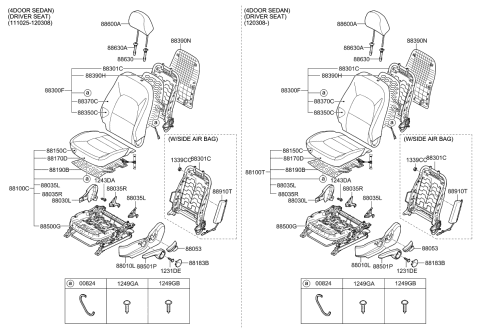 2015 Kia Rio Back Assembly-Front Seat Driver Diagram for 883001WAW0BBW