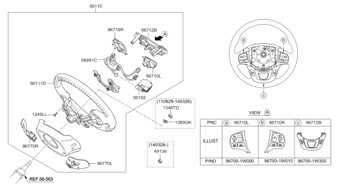 2014 Kia Rio Controller Assembly-Steering Diagram for 561821W200