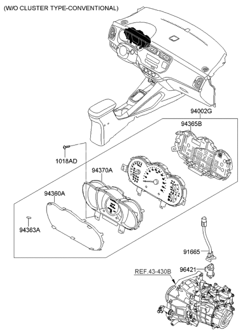 2012 Kia Rio Cluster Assembly-Instrument Diagram for 940321W010