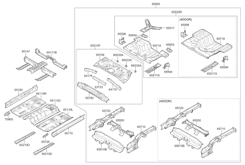 2015 Kia Rio Bracket Assembly-Rear Towing Diagram for 655171W210