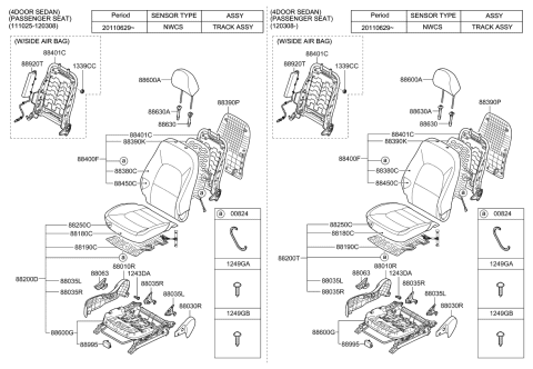 2013 Kia Rio Back Assembly-Front Seat Pa Diagram for 884001W030BB2
