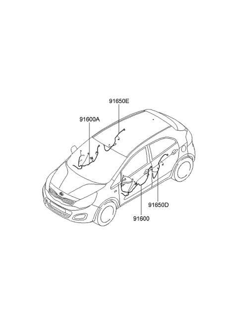 2014 Kia Rio Wiring Assembly-Front Door,As Diagram for 916101W440