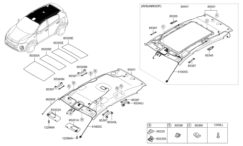 2022 Kia Sportage Pad-Roof NO1 Diagram for 85305D9000