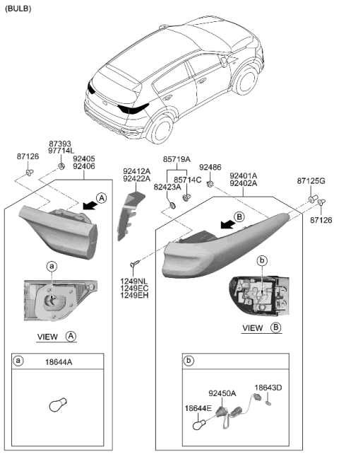 2020 Kia Sportage Lamp Assembly-Rear Comb Diagram for 92406D9610