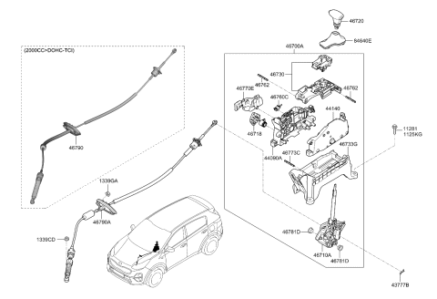 2021 Kia Sportage Lever-Gear Shift Diagram for 46710D4410