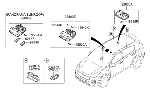 2020 Kia Sportage Lamp Assembly-Room Diagram for 92850D9000WK