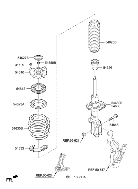 2022 Kia Sportage Front Strut Assembly Kit, Right Diagram for 54660D9800