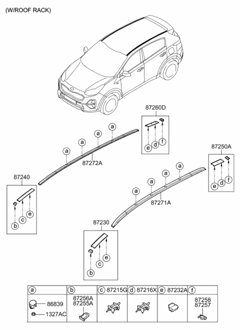 2022 Kia Sportage MOULDING Assembly-Roof Center Diagram for 87240D9100