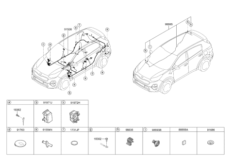 2021 Kia Sportage Wiring Assembly-Floor Diagram for 915B0D9530