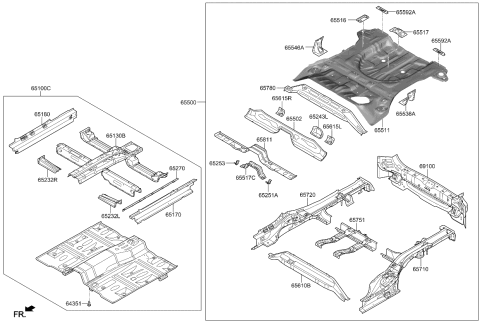 2022 Kia Sportage Panel-INTERMEDIATED Floor Diagram for 65502D3000