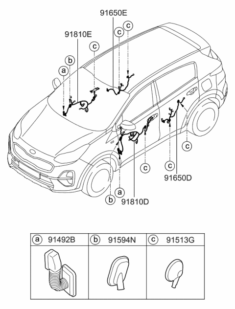 2020 Kia Sportage Wiring Assembly-Fr Dr(Dr Diagram for 91605D9070