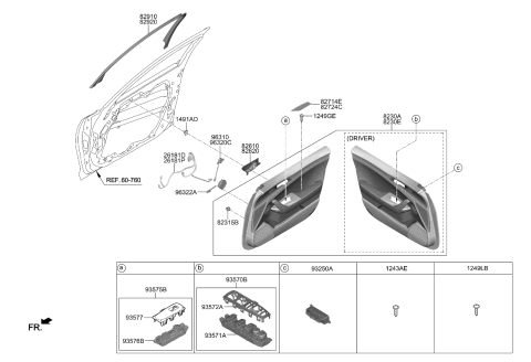 2022 Kia Stinger Cap-Front Door Pull Diagram for 82724J5000AYK