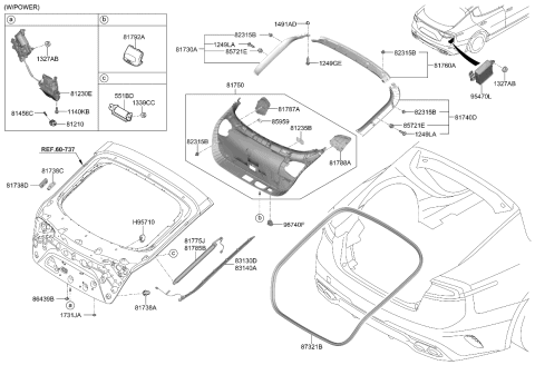 2022 Kia Stinger Tail Gate Trim Diagram 2