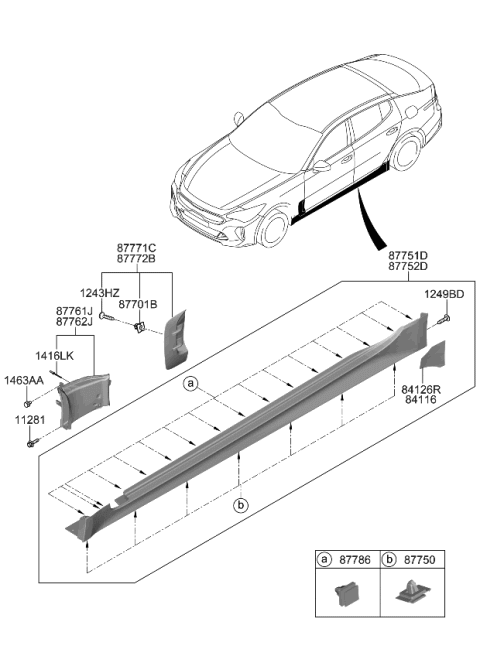 2022 Kia Stinger Body Side Moulding Diagram