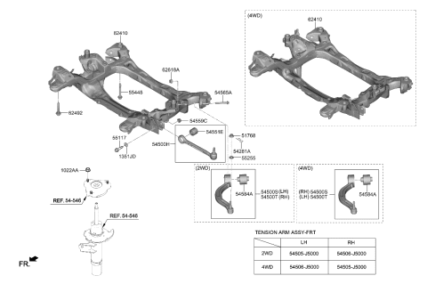 2022 Kia Stinger Front Suspension Crossmember Diagram