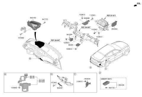 2023 Kia Stinger Fob-Smart Key Diagram for 95440J5500