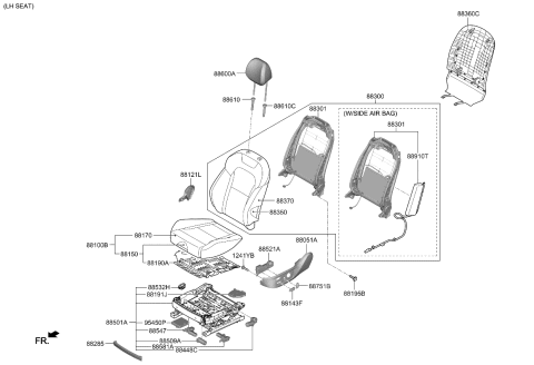 2022 Kia Stinger Pad Assembly-Front Seat Diagram for 88350J5000