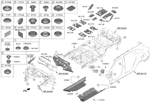 2021 Kia Sorento Under Cover Assembly,RH Diagram for 84227P4000