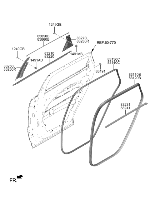 2022 Kia Sorento W/STRIP-Rr Dr Body S Diagram for 83120P2000