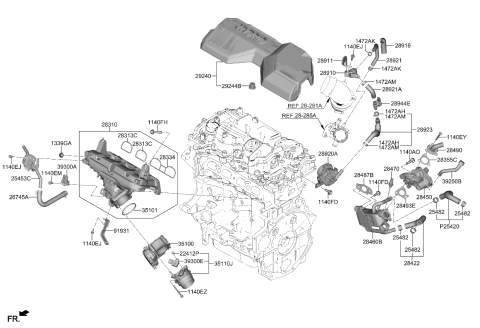 2023 Kia Sorento Lp EGR Cooler Assembly Diagram for 284602M800
