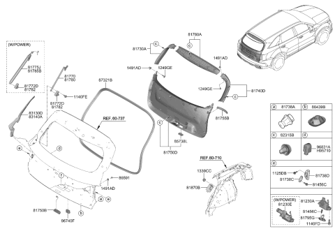 2023 Kia Sorento LIFTER Assembly-Tail GAT Diagram for 81840P2000