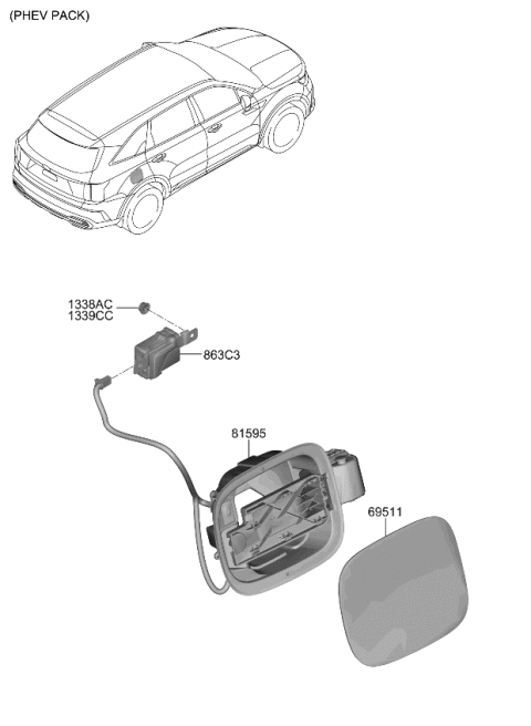 2021 Kia Sorento PANEL-CHARGE PORT DR Diagram for 695C1P4000