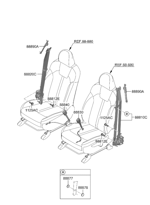 2023 Kia Sorento Buckle Assy-Fr S/Bel Diagram for 88830P2100GYT