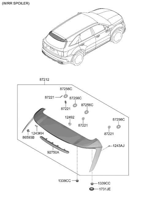 2022 Kia Sorento Pad-Rear Spoiler Diagram for 87256G3000