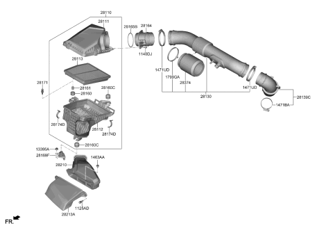 2023 Kia Sorento Shield-Air Intake Diagram for 28213P4400