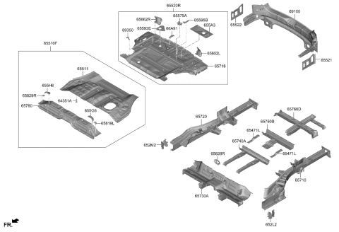2021 Kia Sorento Panel Assembly-Rear FLOO Diagram for 65541P2000