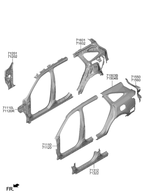 2023 Kia Sorento REINF ASSY-SIDE COMP Diagram for 71110P4030