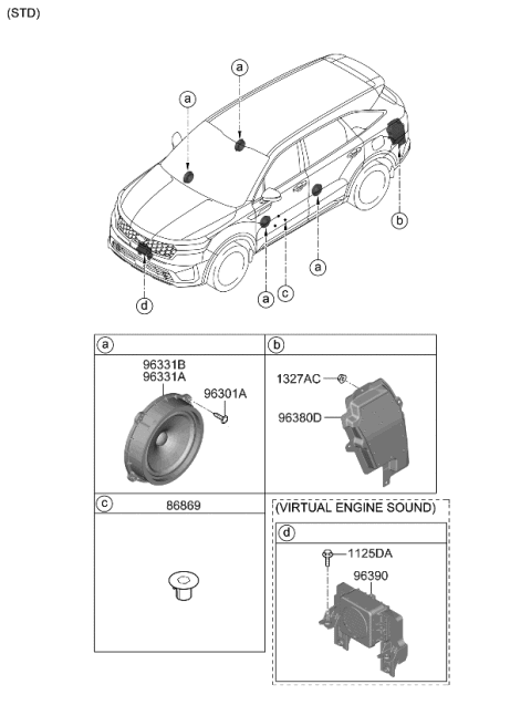 2021 Kia Sorento Speaker Assembly-Dr Diagram for 96330P2000