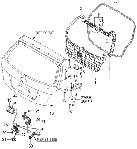 2006 Kia Rio Lifter Assembly-Tail Gate Diagram for 817701G000